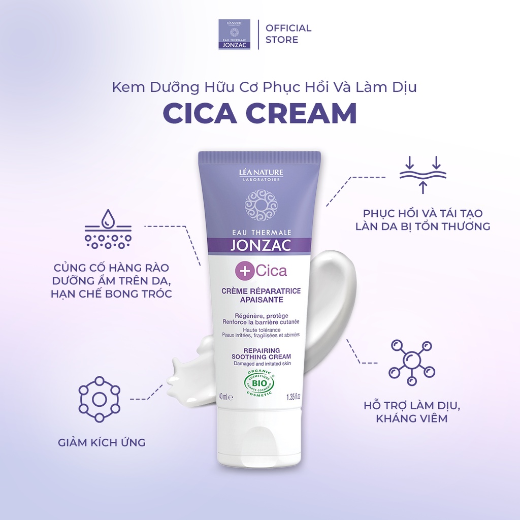 Kem Dưỡng Cica Hữu Cơ Phục Hồi Và Làm Dịu Da Eau Thermale Jonzac 40ml -100ml