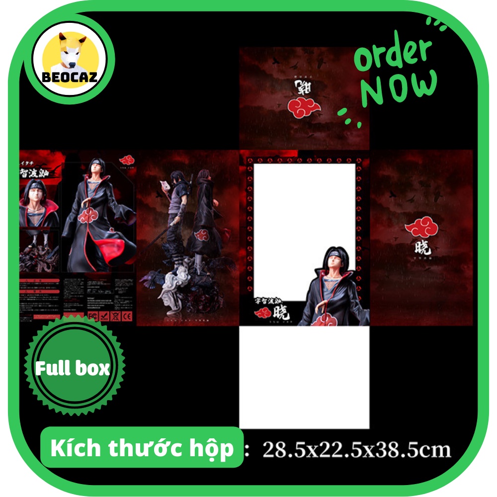 Mô hình Uchiha Itachi Akatsuki có đế quạ màu tím xanh lửa đỏ đen mẫu to 36cm đồ chơi trưng bày Naruto Beocaz