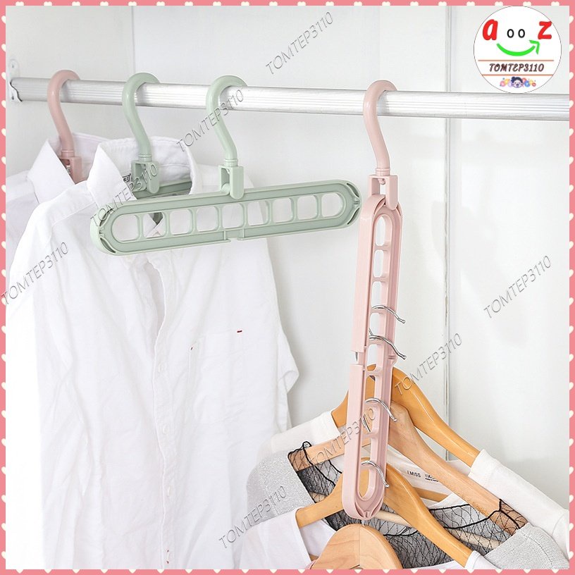 Móc Treo Gọn Quần Áo 9 Lỗ Thông Minh Quay 360 Độ Đa Năng Tiện Dụng