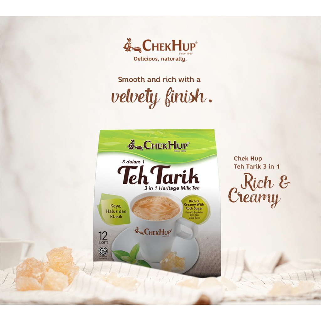 Trà Sữa Chek Hup Teh Tarik Rich & Creamy 3 in 1 Malaysia - 12 gói x 40g