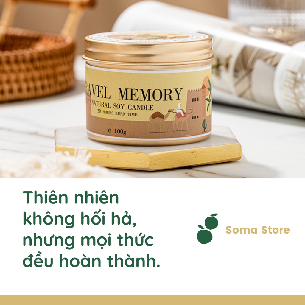 Nến Sáp Thơm Phòng Ngủ Thiên Nhiên Candlle Cup Tinh Dầu Thơm Không Khói 100gr Travel Memory NEN15