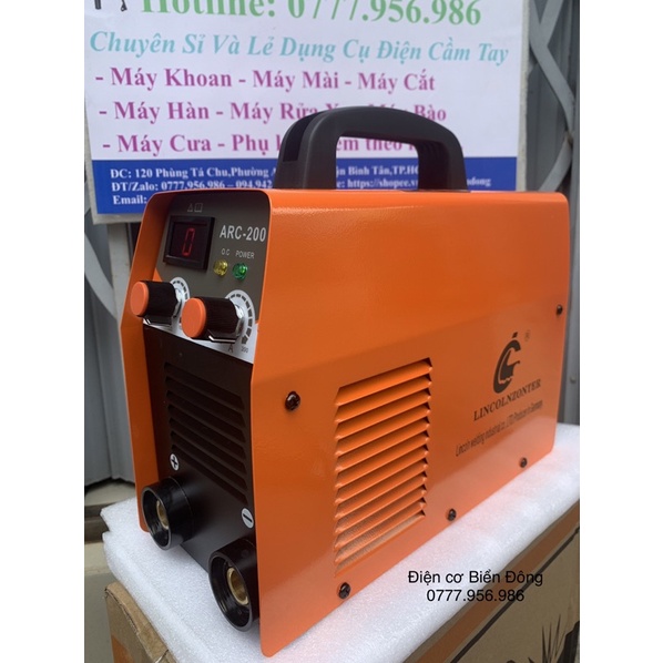 Máy hàn que điện tử Lincolnzonter ARC-200S, 4.5kg, Inverter, 220V, 1 pha, 20-200A, hàn sắt và tôn