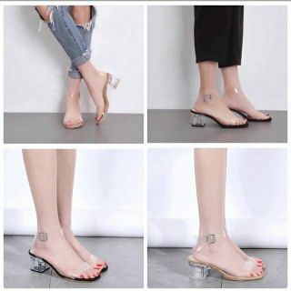 Giày cao gót quai trong big size size lớn size nhỏ 33 đến 43 đế vuông 5 cm thanh lịch
