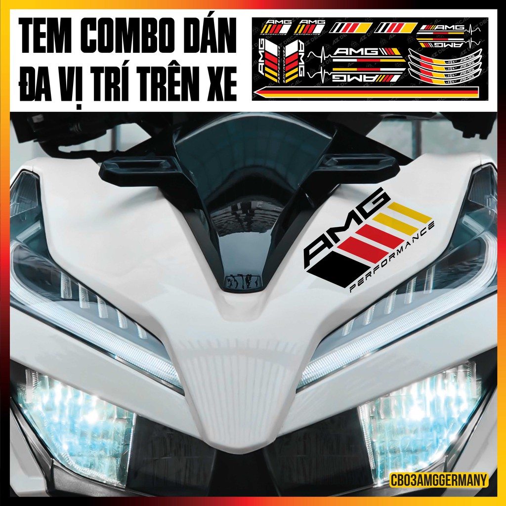 Tem Dán Đa Vị Trí Xe Máy Mẫu AMG Đức | 2CB03AMGGERMANY | Decal Dán Xe Máy, Xe Điện