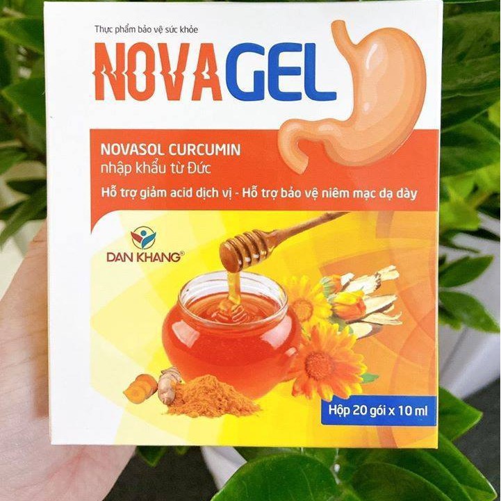 Novagel Novasol Curcumin - Hỗ Trợ Giảm Acid Dịch Vị & Bảo Vệ Niêm Mạc Dạ Dày - Hộp 20 Gói - Luxcare