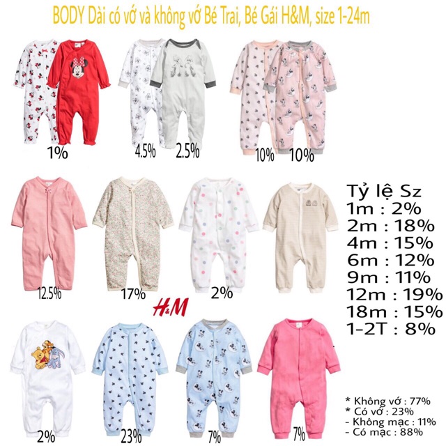 Body cotton H&M bé trai bé gái