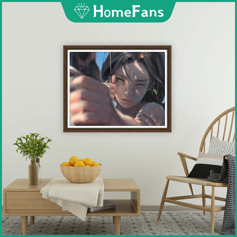 Bộ Tranh Đính Đá 5D Tự Làm 30x40cm / 40x50cm Hình Cô Gái Anime Trang Trí Nhà Cửa