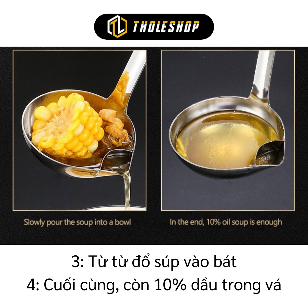 Vá Múc Lẩu - Muôi/ Vá Inox 304 Tách Dầu Ăn, Loại Bỏ Nước Béo, Lọc Cặn 10050
