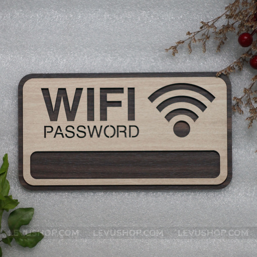 Bảng Gỗ decor thông tin wifi LEVU-TW01 trang trí quán cà phê trà sữa
