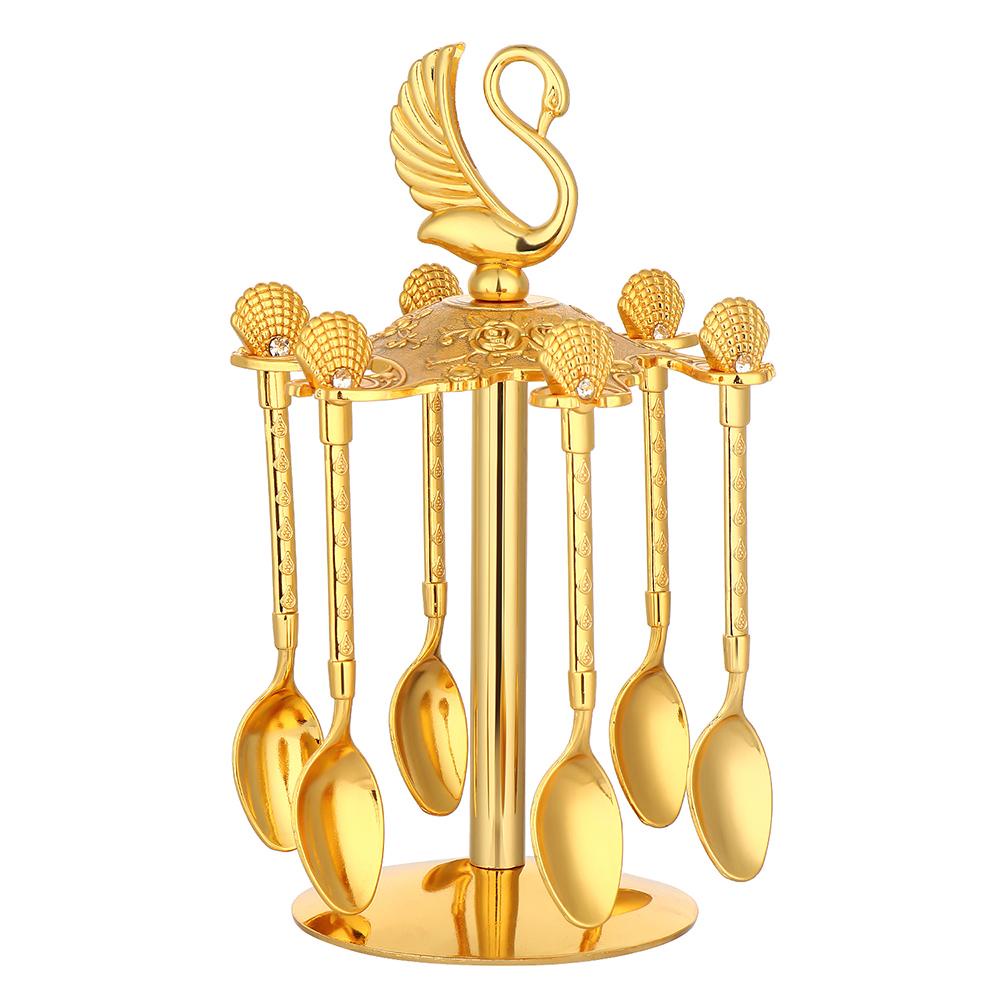 Bộ Thìa Cà Phê LAKAMIER Thiên Nga|Giá Đỡ Muỗng Trà Hình Thiên Nga Sáng Tạo Và Dễ Thương