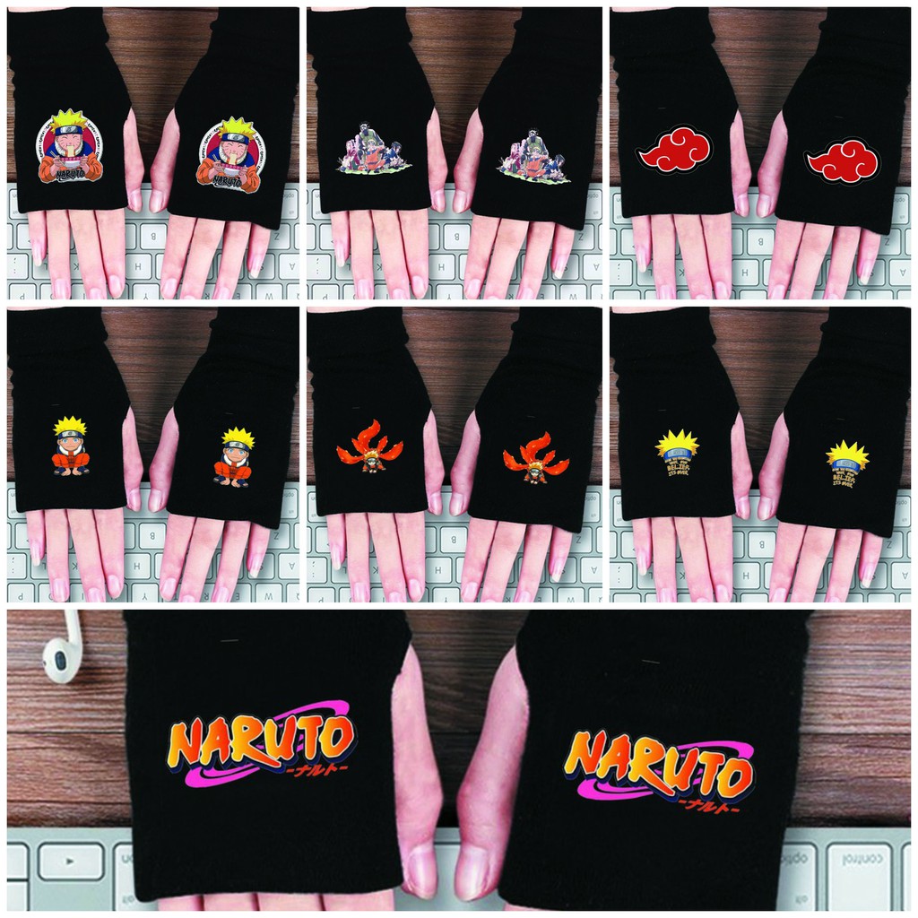 Găng tay len in hình NARUTO anime chibi thời trang nam nữ ấm áp