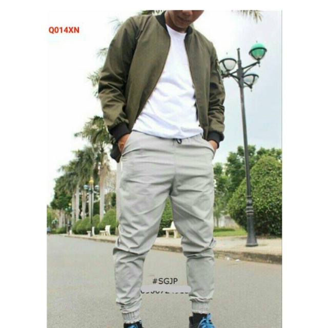 Quần jogger khóa zip vải kaki co giãn size M L XL kiểu dáng Unisex nam nữ