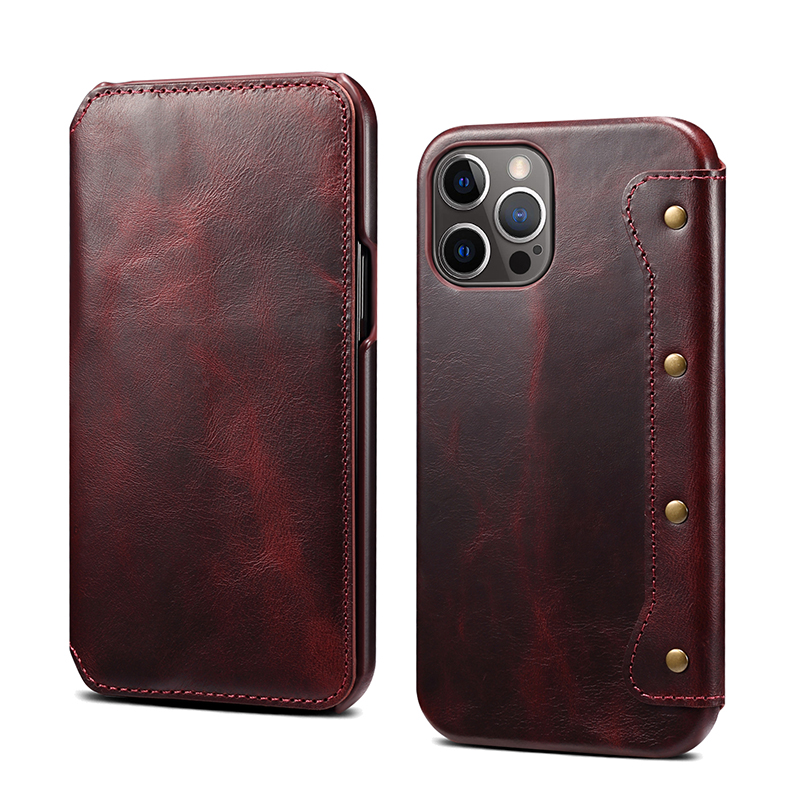 Genuine Leather Da thật ví Vỏ bảo vệ for iPhone 12 Mini Ốp lưng iPhone 12 Pro Max Vintage Style Bao da
