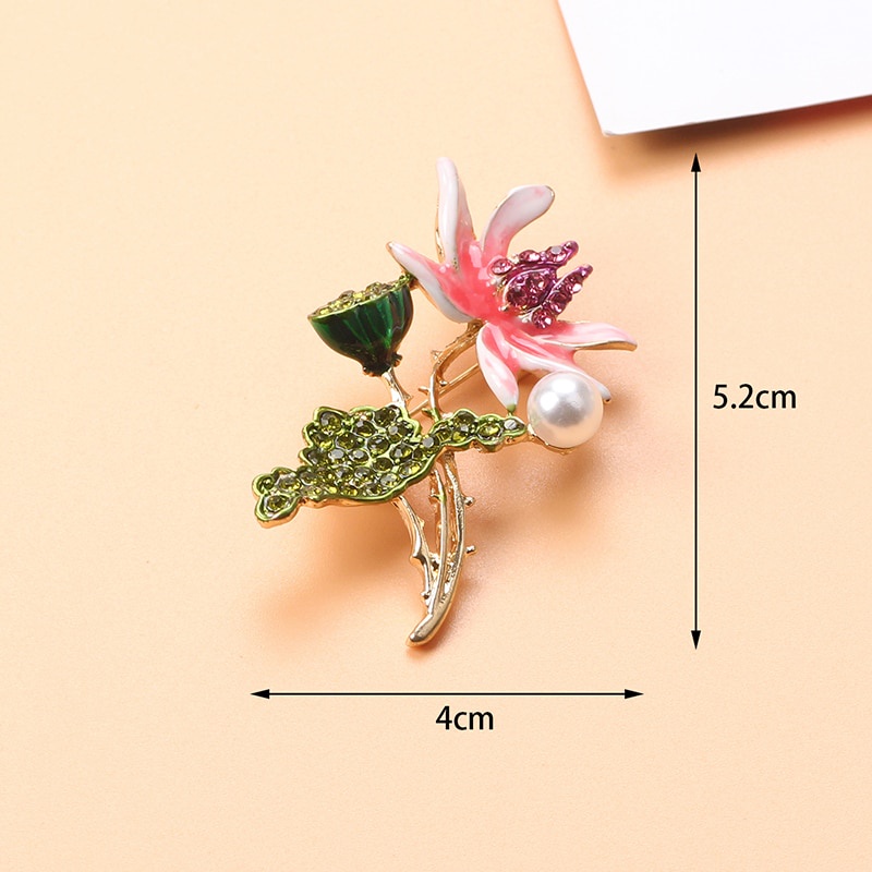 Vỏ và Ngọc trai Hoa Trâm cài Phụ nữ Thời trang Thanh lịch Trâm cài áo Màu đỏ Rhinestone Trang sức cưới Quà tặng chất lượng cao