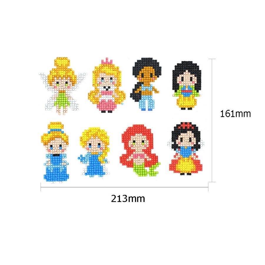Sticker Trang Trí Đính Đá Mini Tranh Đính Đá Tạo Hình Dán Trang Trí Hình Công Chúa