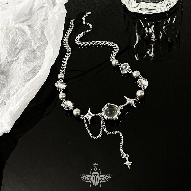 Vòng cổ Chuỗi Hạt Tròn Và Ngôi Sao Trong Suốt Thiết Kế Mặt Dây Tua Rua Thời Trang Cao Cấp Cho Nam 2022