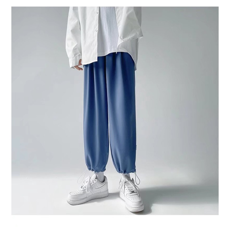 Quần Dài Màu Trơn Dáng Rộng Thoáng Khí Phong Cách Hàn Quốc Thời Trang Cho Nam