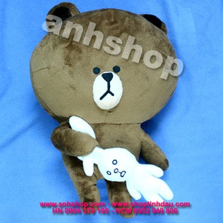 Thú bông Line - Gấu Brown ôm thỏ Cony