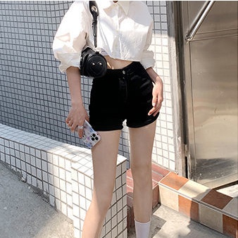 Quần Short Denim Lưng Cao Thời Trang Mùa Hè Cho Nữ