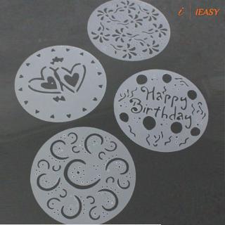 IE❤4x DIY Cake Decorating Flowers Heart Printed Pattern Stencil Designs Baking Tool