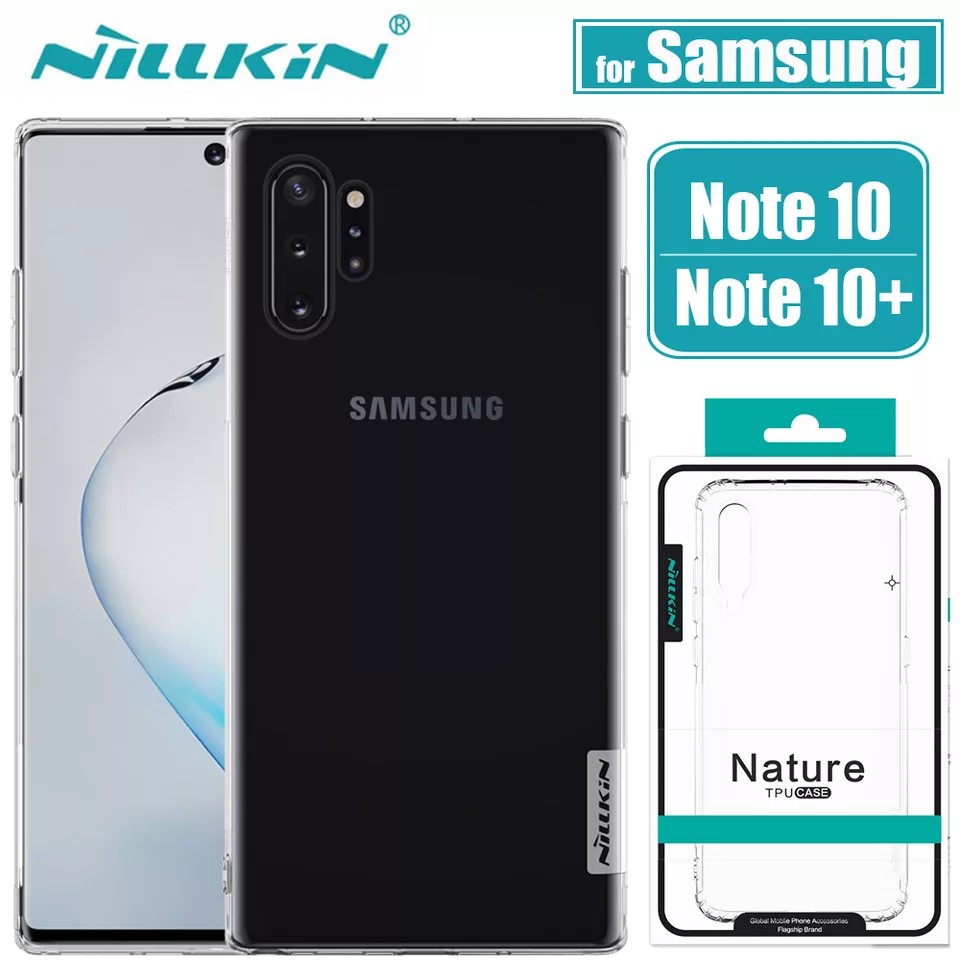 Ốp lưng Samsung Galaxy Note 10 note10 Note 10+ Note 10 plus note10plus hiệu Nillkin dẻo trong suốt bo viền máy