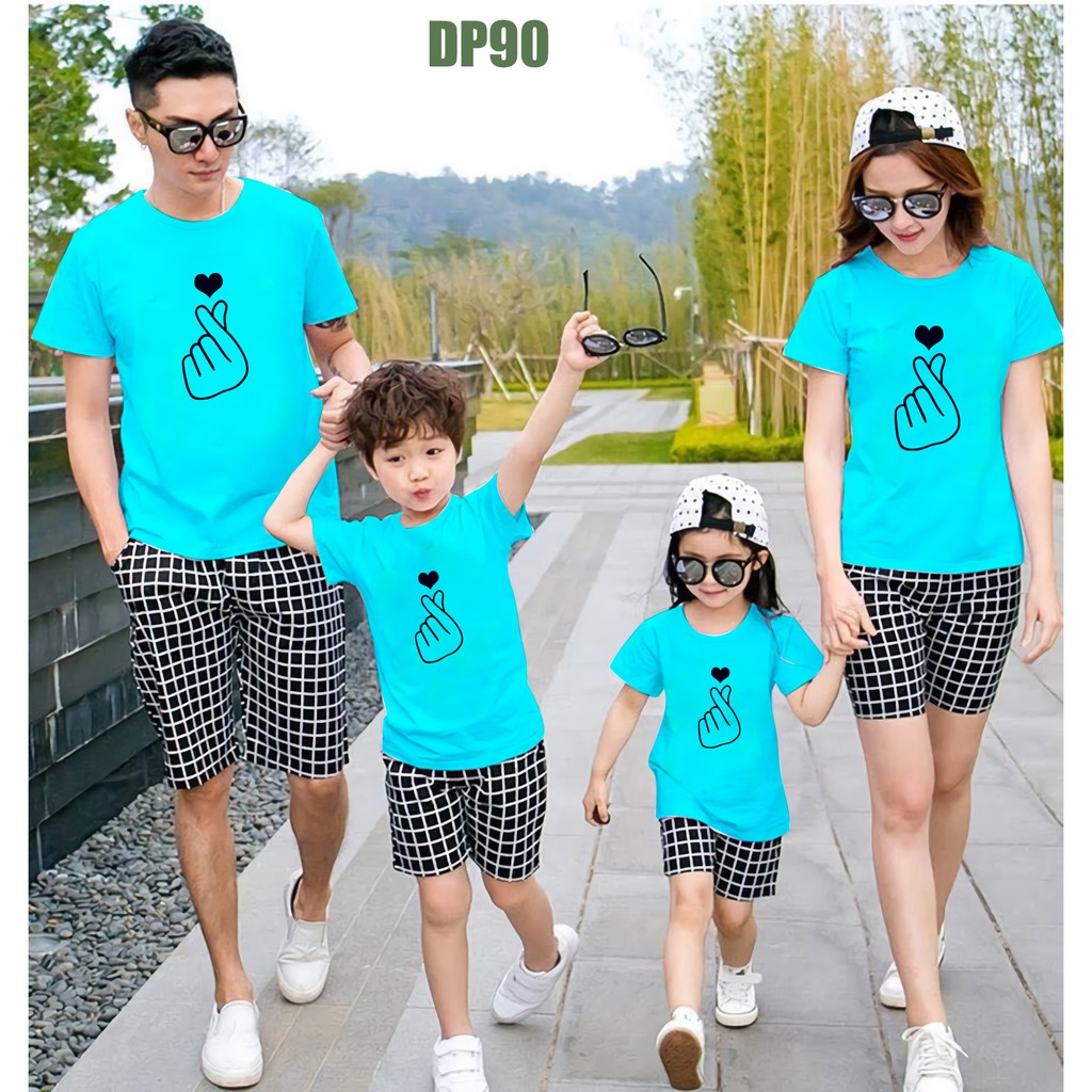 Áo gia đình, áo thun gia đình đồng phục Taiga chất cotton in hình cực kute mã dp90