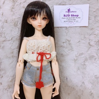 Tóc búp bê bjd đen dài cơ bản