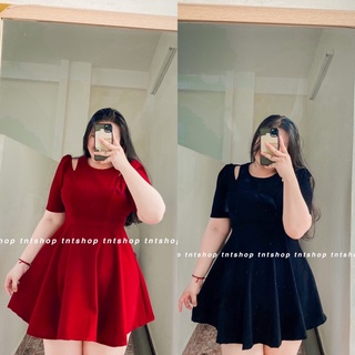 ĐẦM NHUNG KHOÉT VAI [ TNT SHOP BIGSIZE 60KG - 90KG ]