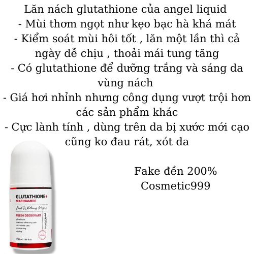 Lăn nách glutathione, lăn khử mùi glutathione dưỡng sáng khử mùi  chính hãng - Cosmetic999