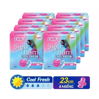 [Chính Hãng] Lốc 6 gói Băng Vệ Sinh Diana siêu thấm COOL FRESH cánh 8 miếng