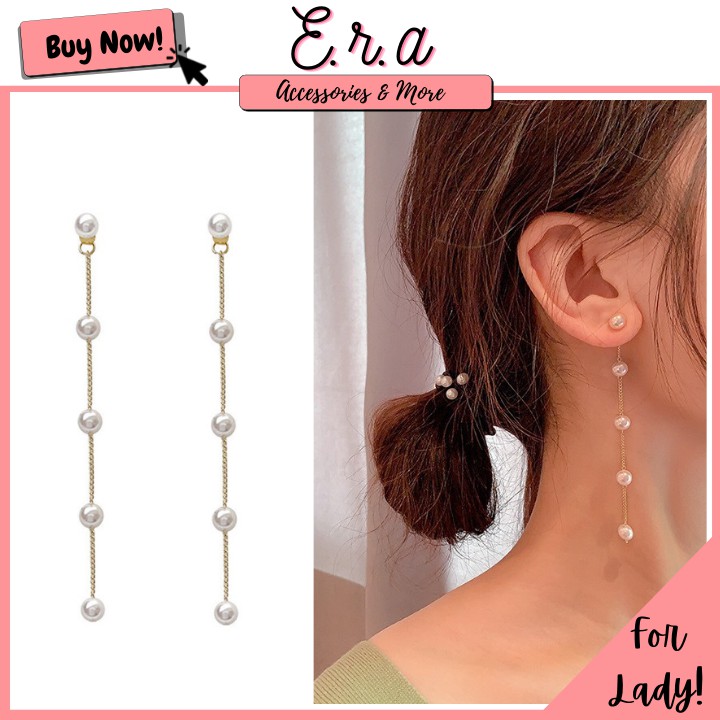 Bông Tai Nữ Hợp Kim Cao Cấp ERASHOP 078091 - Dây Châu Nhỏ Sang Trọng, Tiểu Thư, Phù Hợp Đi Tiệc, Đi Chơi Siêu Rẻ Đẹp