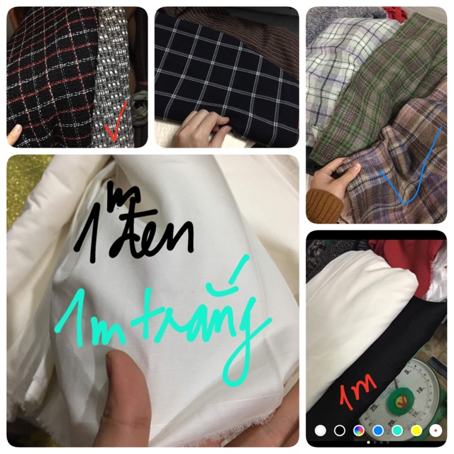 Combo các vải dạ+ thô đen trắng