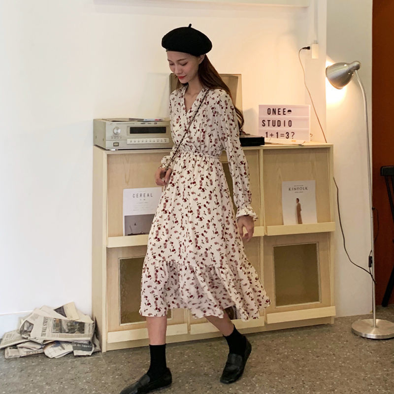 Đầm Hoa Tay Loe Cổ Chữ V Chiết Eo Cao Màu Sắc Tươi Tắn 2021 | BigBuy360 - bigbuy360.vn