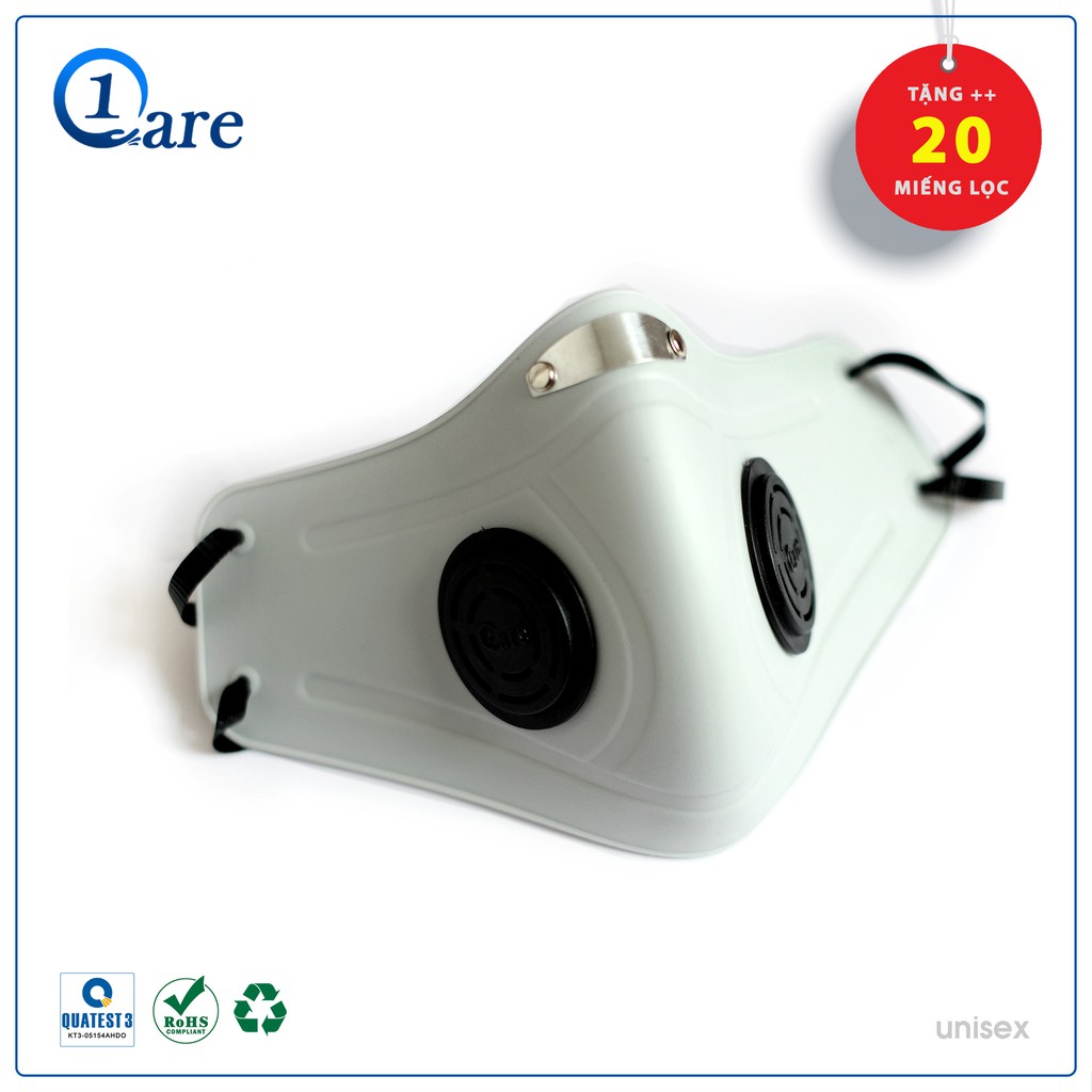 Khẩu trang nhựa đa năng 1Care Pro lọc bụi mịn PM5.0, kháng nước chống nắng 100%. Khẩu trang nhựa màu xám khói | BigBuy360 - bigbuy360.vn