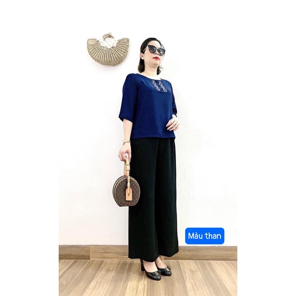 Bộ Đồ Trung Niên - Bộ Đũi Tơ Tay Lỡ Cao Cấp Phối 2 Màu Cho Mẹ Cho Bà 3 CÚC