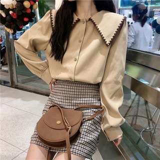 (Có sẵn) áo sơ mi nữ cổ thuỷ thủ thêu (kèm ảnh thật)