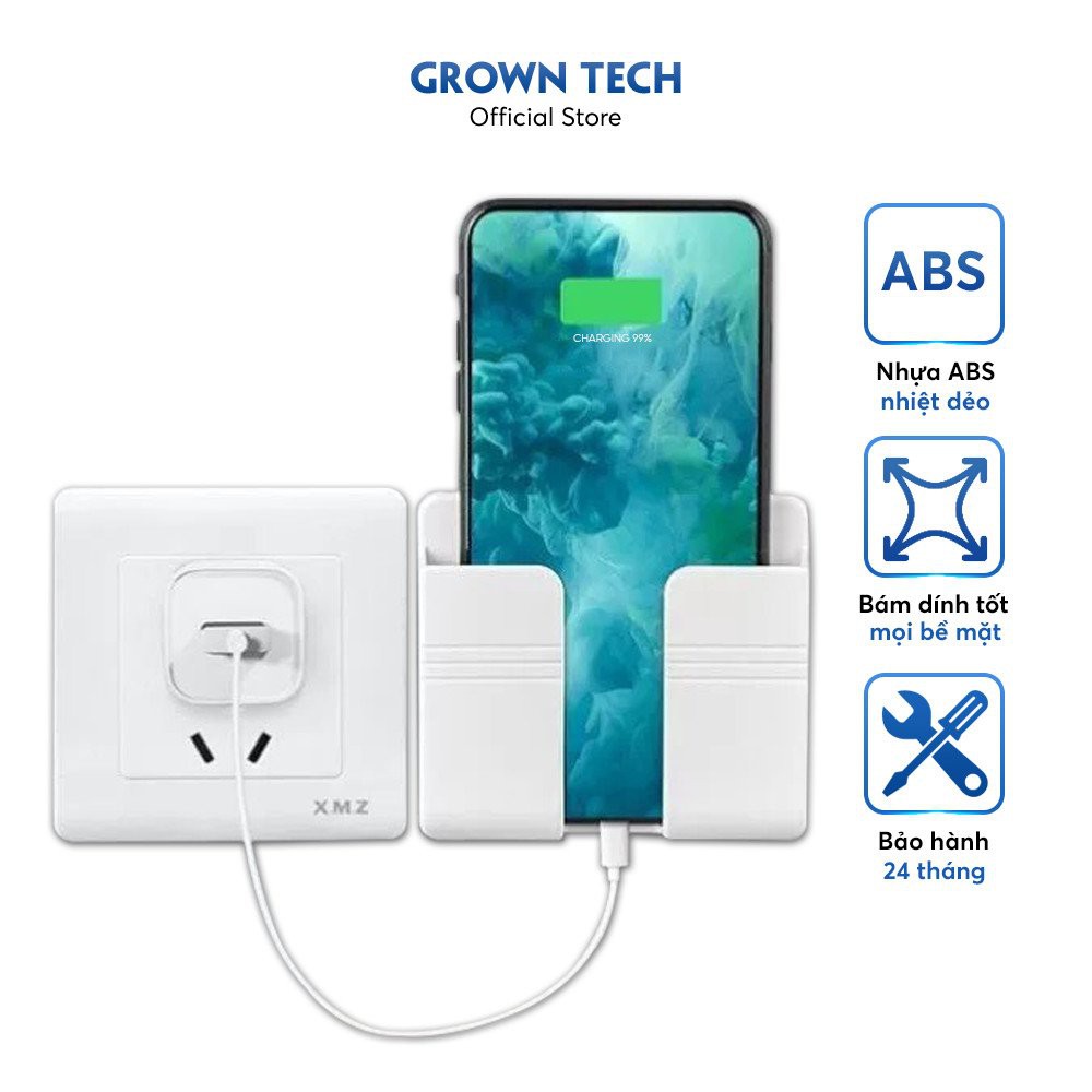 Giá đỡ điện thoại thông minh dán tường GROWNTECH-3M, kệ đựng remote điều khiển có sẵn miếng dán tường