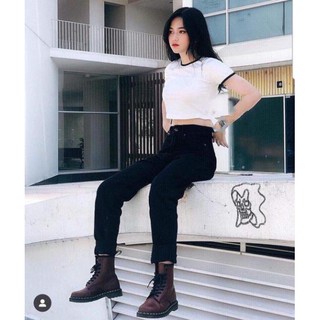 Croptop Cổ Tròn Phối Viền