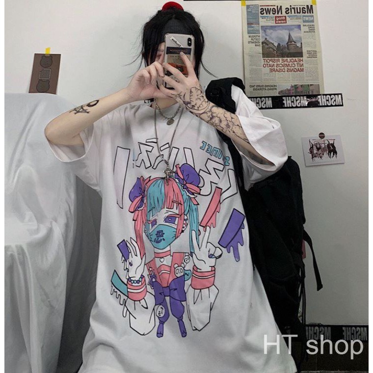ÁO THUN, ÁO PHÔNG TAY LỠ UNISEX FORM RỘNG OVERSIZE ANIME M69