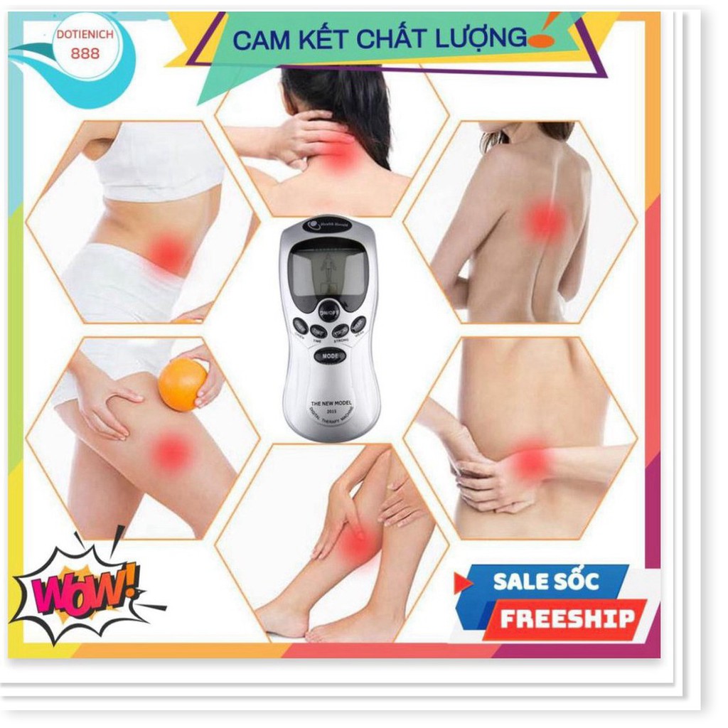 Máy massage xung điện ❤️FREESHIP❤️ 4 miếng dán vật lý trị liệu mát xa châm cứu bấm huyệt cầm tay lưng cổ vai gáy