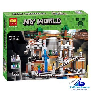 Đồ chơi lắp ráp Minecraft Bela 10179 Xếp Mô Hình Nhà My World Minifigures khu hầm mỏ