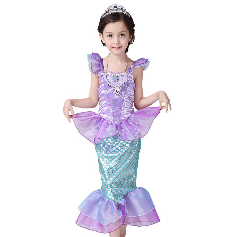 Đầm Hóa Trang Nàng Tiên Cá Đính Kim Sa Lấp Lánh Cho Bé Gái