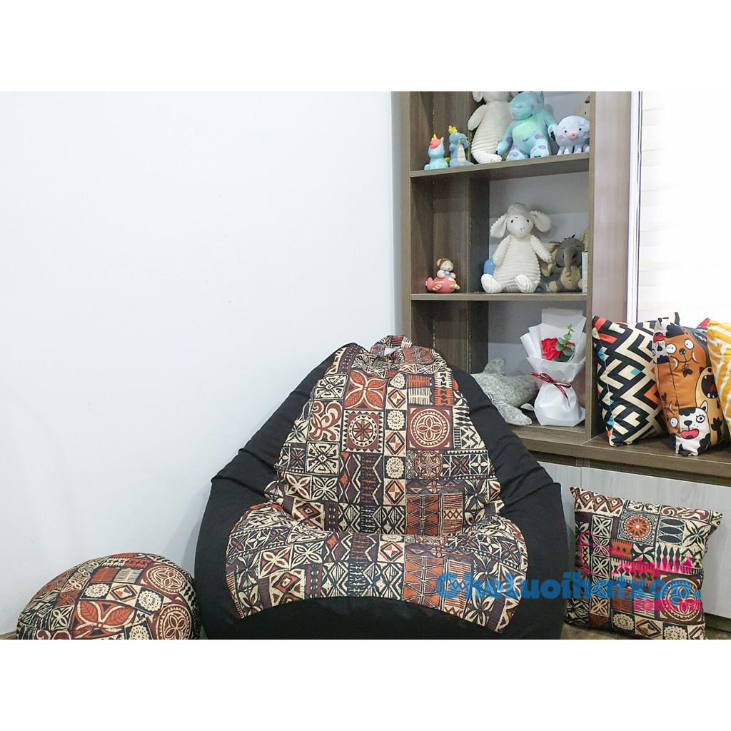 Ghế lười hạt xốp họa tiết thổ cẩm mới