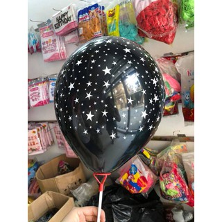 Bóng bay đen in hình sao (combo 30 vỏ bóng)