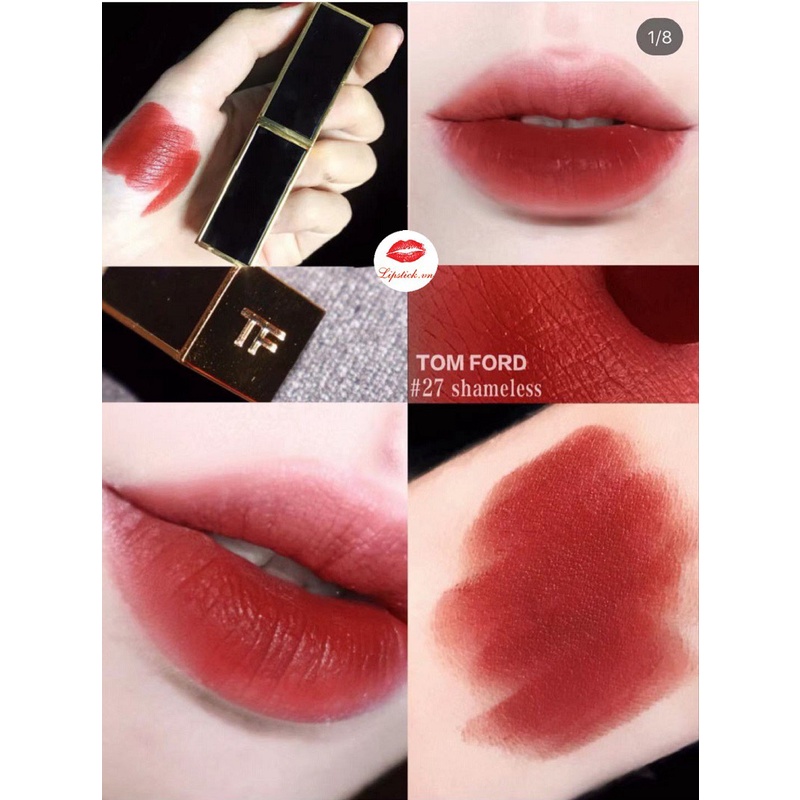 Son Tomford Lip Color Matte, Tom Ford Lipstick Ruby Rush 07 Vỏ Đen, Có Bill Full Size