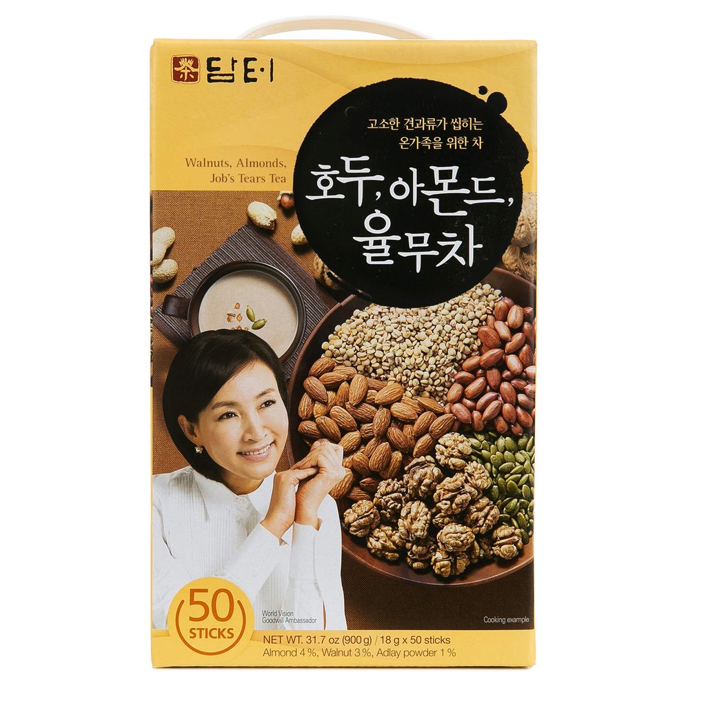 Ngũ Cốc Hàn Quốc Damtuh Walnuts, Almonds, Job's Tears Tea Hộp 50 Gói x 18g