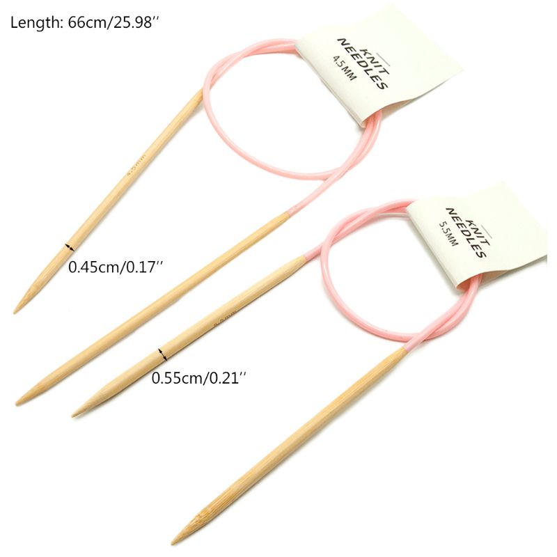 Set 2 kim đan len bằng gỗ tre hình tròn tiện lợi