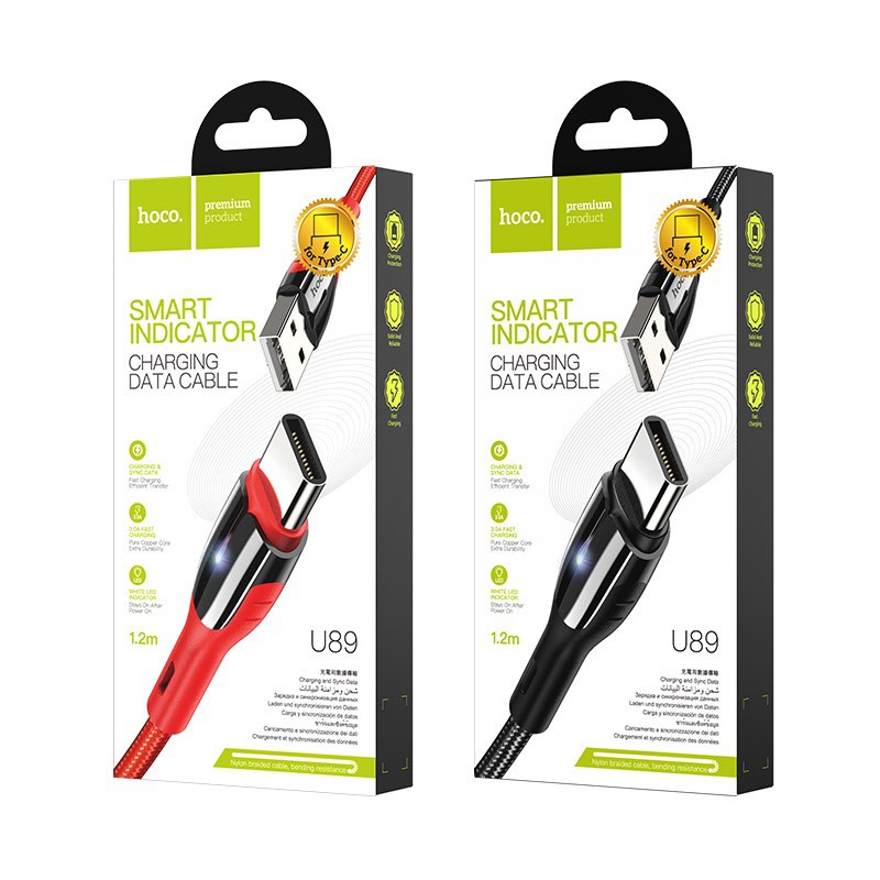 Cáp Sạc TYPE C Hoco U89 Cho Android Dây Dù 1.2M - BH 1 Năm Chính Hãng  - Hưng Long PC