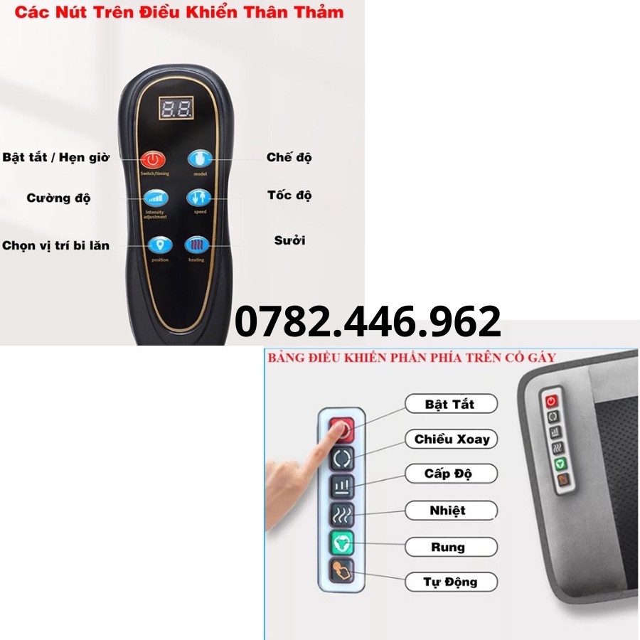 Đệm massage toàn thân, đệm massage tại nhà, đệm massage giảm đau cổ vai gáy -SET1792