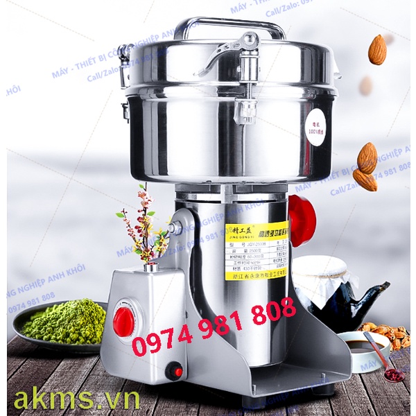 Máy xay bột khô đa năng 2500g công suất động cơ 4200W chuyên xay tam thất, ngũ cốc, dược liệu, gia vị v.v..
